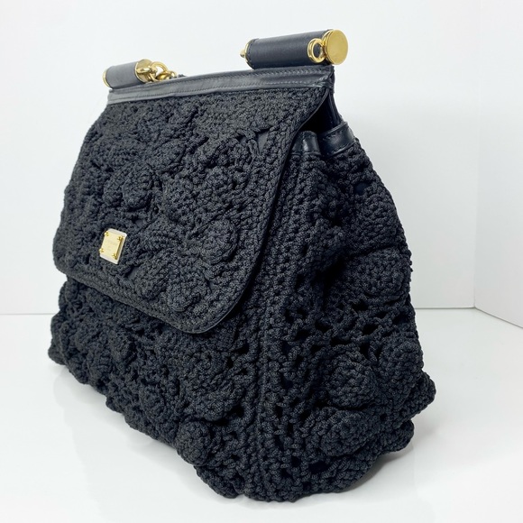 Dolce & Gabbana ‘Miss Sicily’ Crochet/Leather 2-Way Satchel - Picture 5 of 13